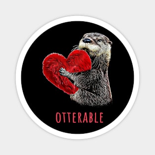 Otter and sweet red heart, adorable animals, otterable! Magnet